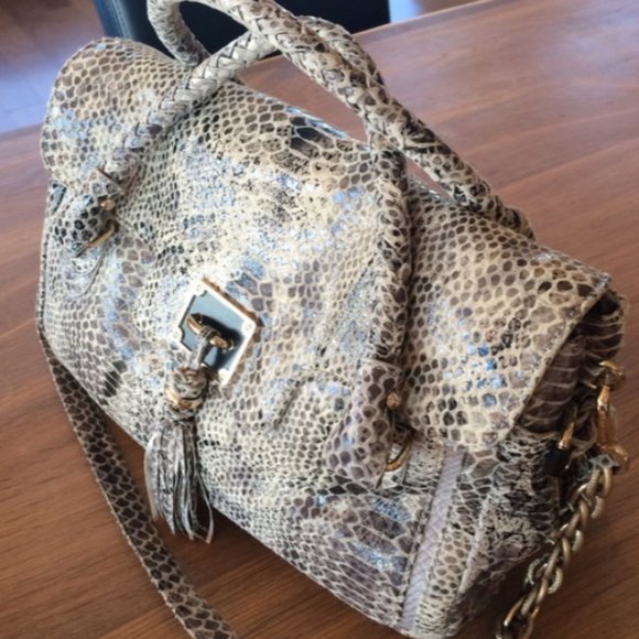 Elliot Lucca Beautiful Snakeskin/Python Print Handbag - Picture 12 of 14